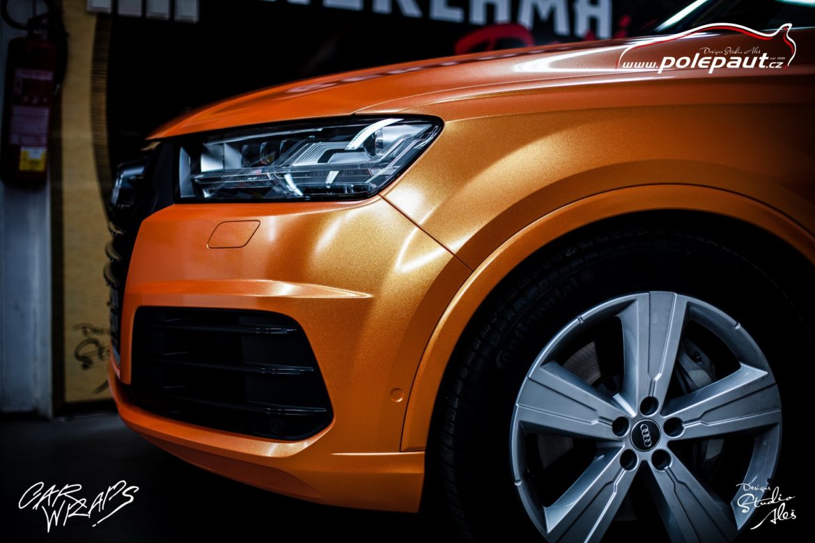 studio ales polep aut car wrap design celopolep audi Q7 KPMF orange gold starlight (5)